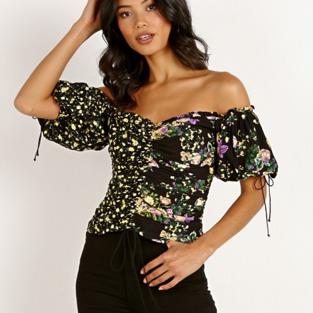 For Love and Lemons Eileen Puff Sleeve Blouse October Floral